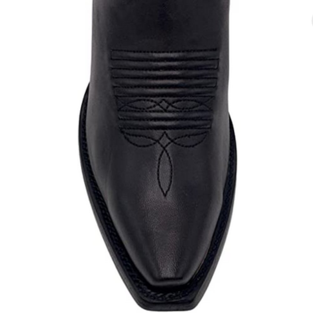 Vaccari Western Black Genuine Leather Snip Toe Ankle Boots 9.5 - Picture 3 of 6